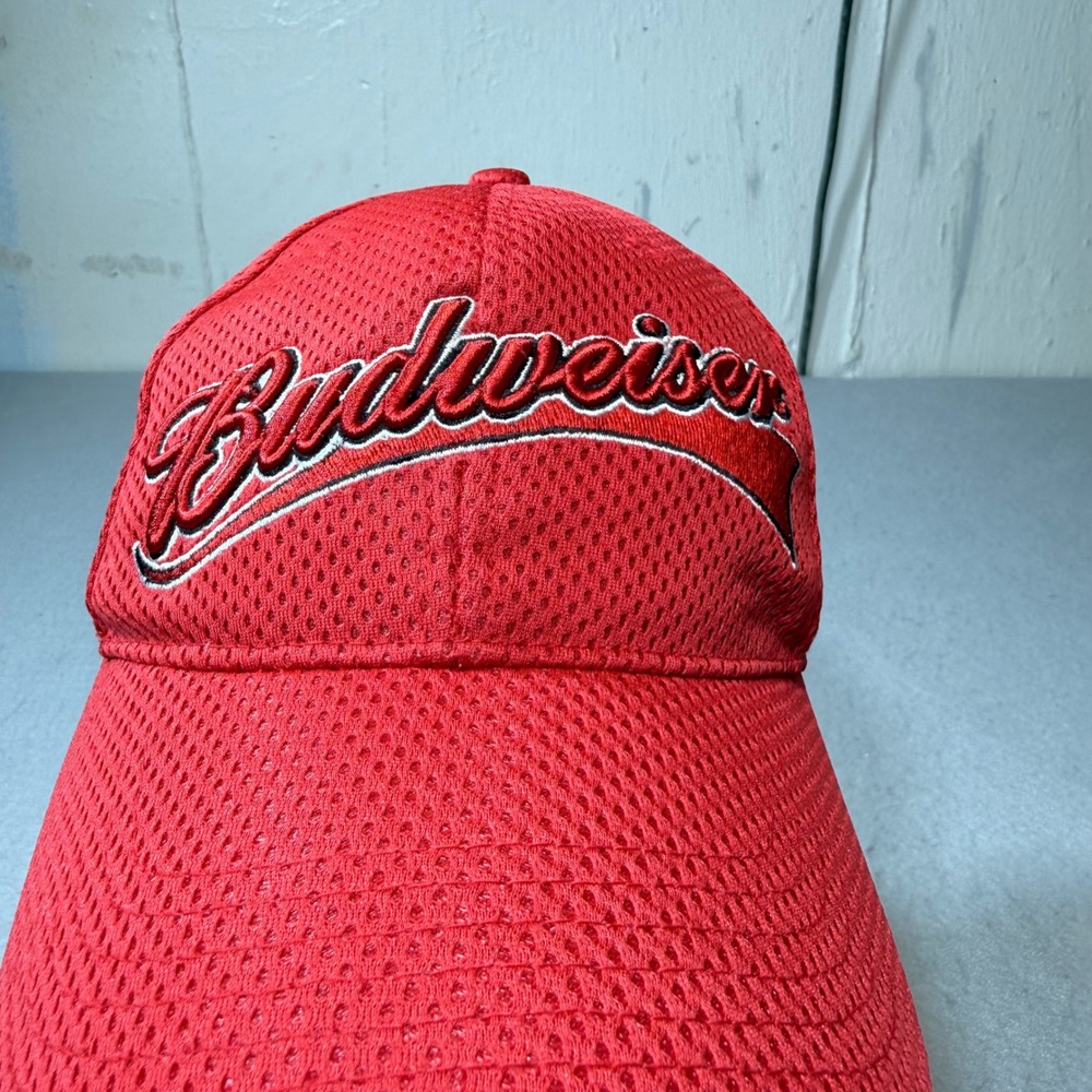 Red Budweiser Embroidered Mesh Baseball Cap Hat Adjustable Strap‎